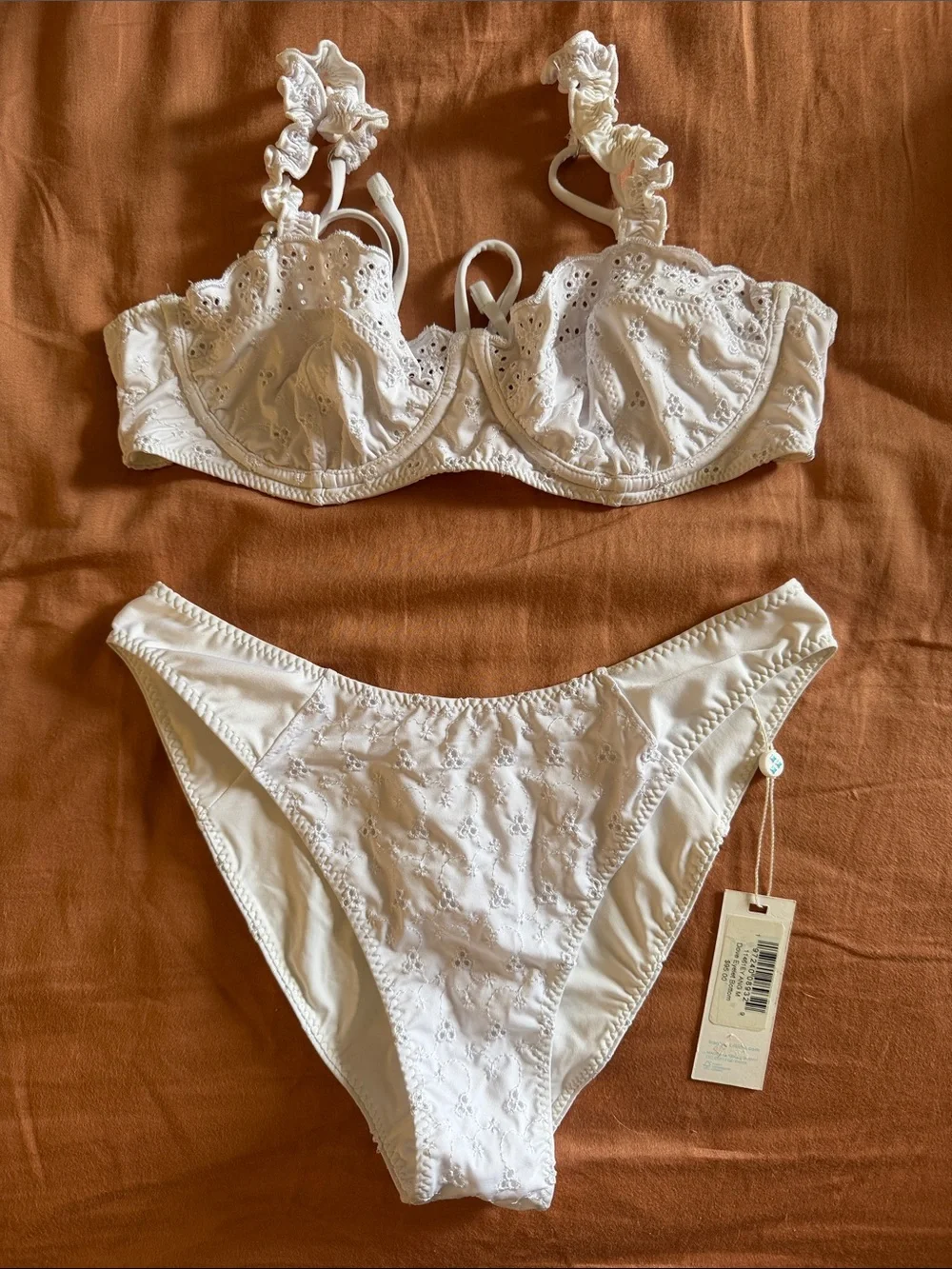 Frankie's Bikinis White Eyelet Lace Two-Piece Bikini medium set